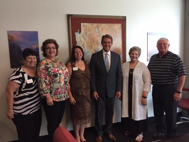 Pictured from left to right: Leila Dada, Laura Rodriguez, Staci Blunt, Senator Jeff Flake, Hope Wallace and Duane Wallace