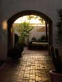 Sunset through an archway in the Best Western International, Inc. Headquarters courtyard.